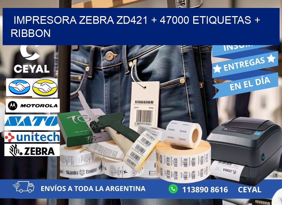 impresora zebra zd421 + 47000 etiquetas + ribbon
