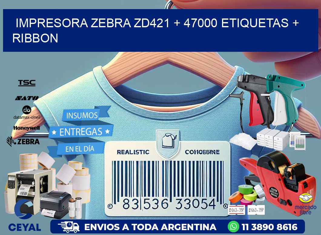 impresora zebra zd421 + 47000 etiquetas + ribbon