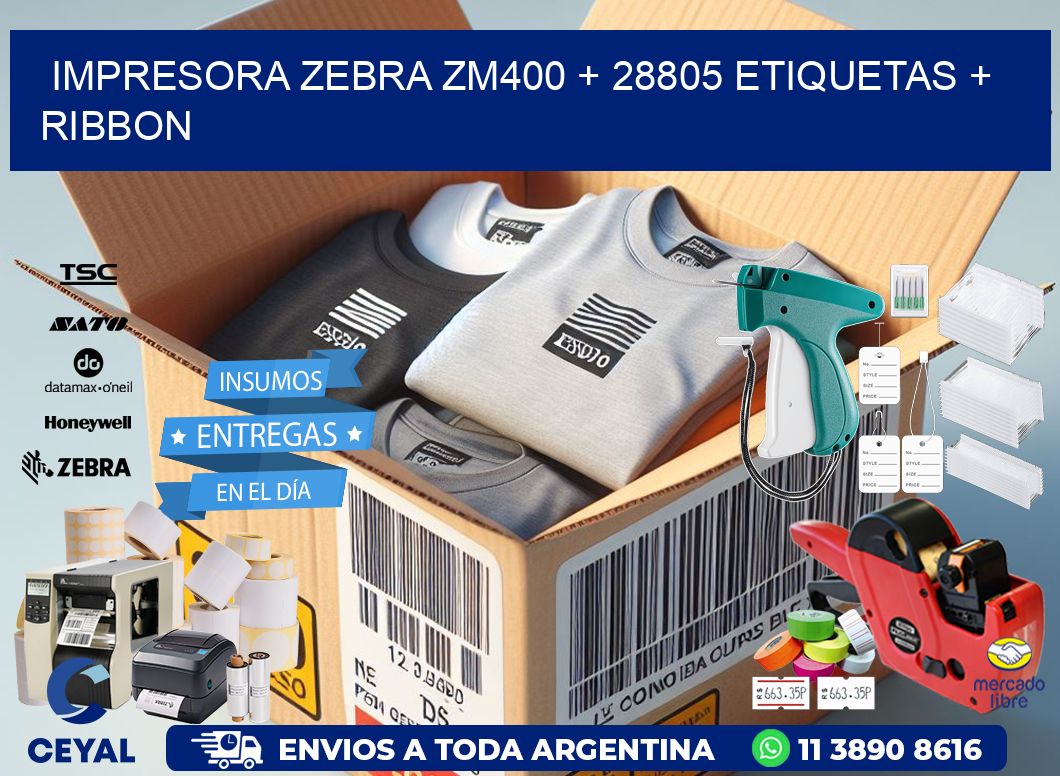 impresora zebra zm400 + 28805 etiquetas + ribbon