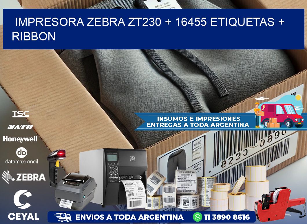 impresora zebra zt230 + 16455 etiquetas + ribbon