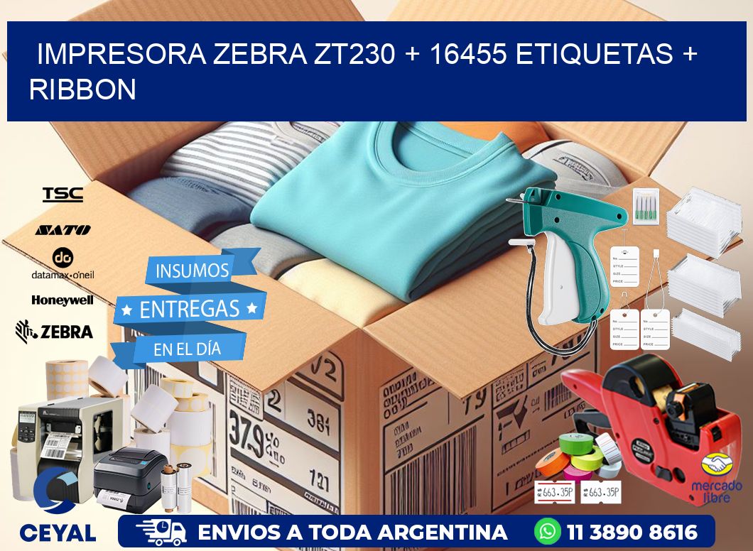 impresora zebra zt230 + 16455 etiquetas + ribbon