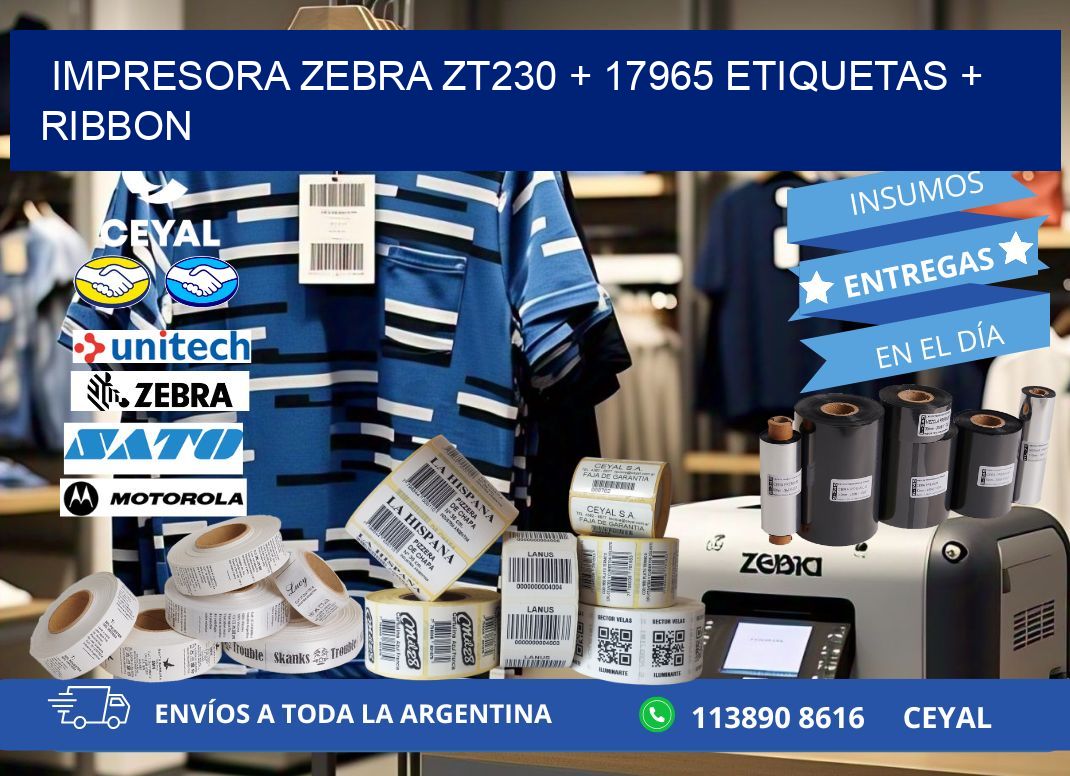 impresora zebra zt230 + 17965 etiquetas + ribbon