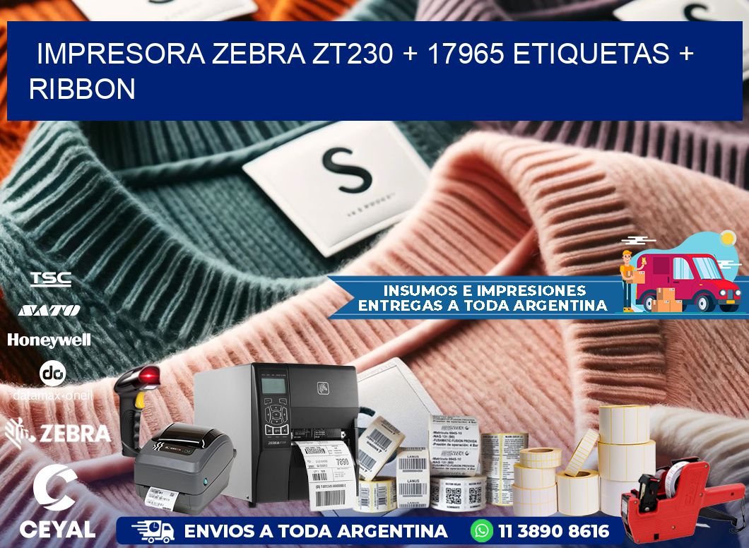 impresora zebra zt230 + 17965 etiquetas + ribbon