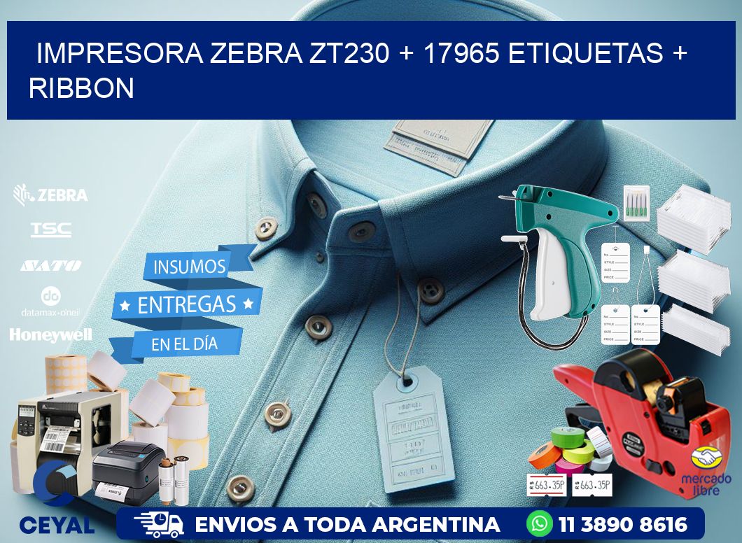 impresora zebra zt230 + 17965 etiquetas + ribbon