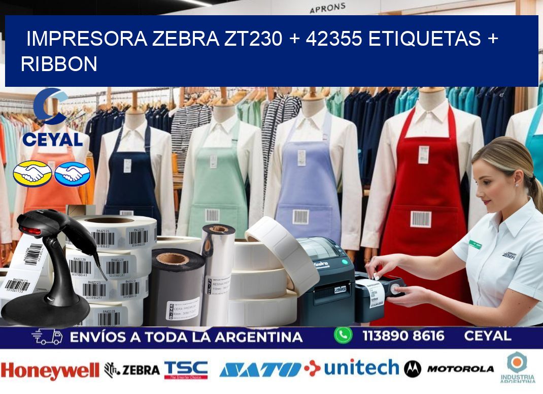 impresora zebra zt230 + 42355 etiquetas + ribbon
