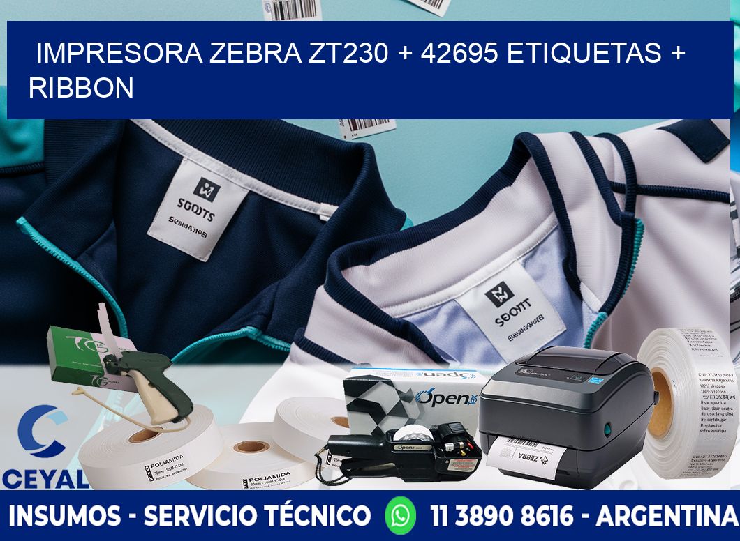 impresora zebra zt230 + 42695 etiquetas + ribbon