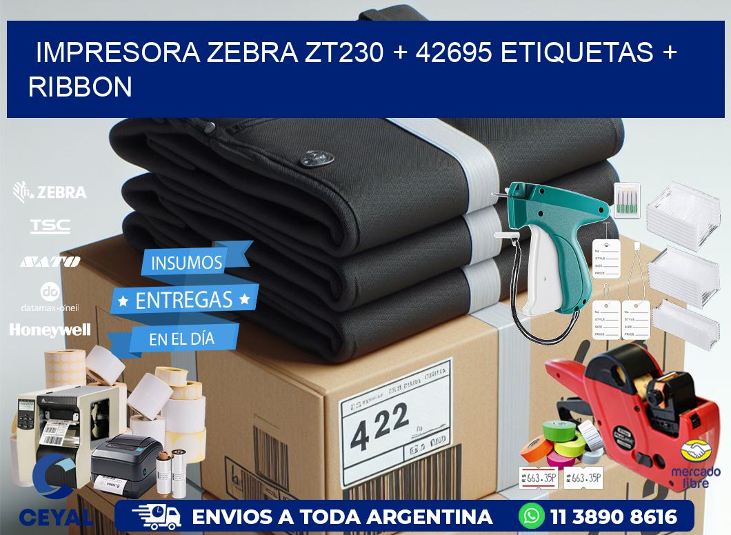 impresora zebra zt230 + 42695 etiquetas + ribbon