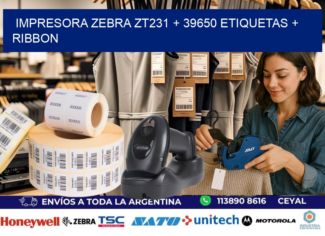 impresora zebra zt231 + 39650 etiquetas + ribbon