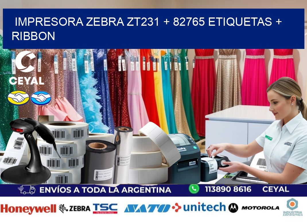 impresora zebra zt231 + 82765 etiquetas + ribbon