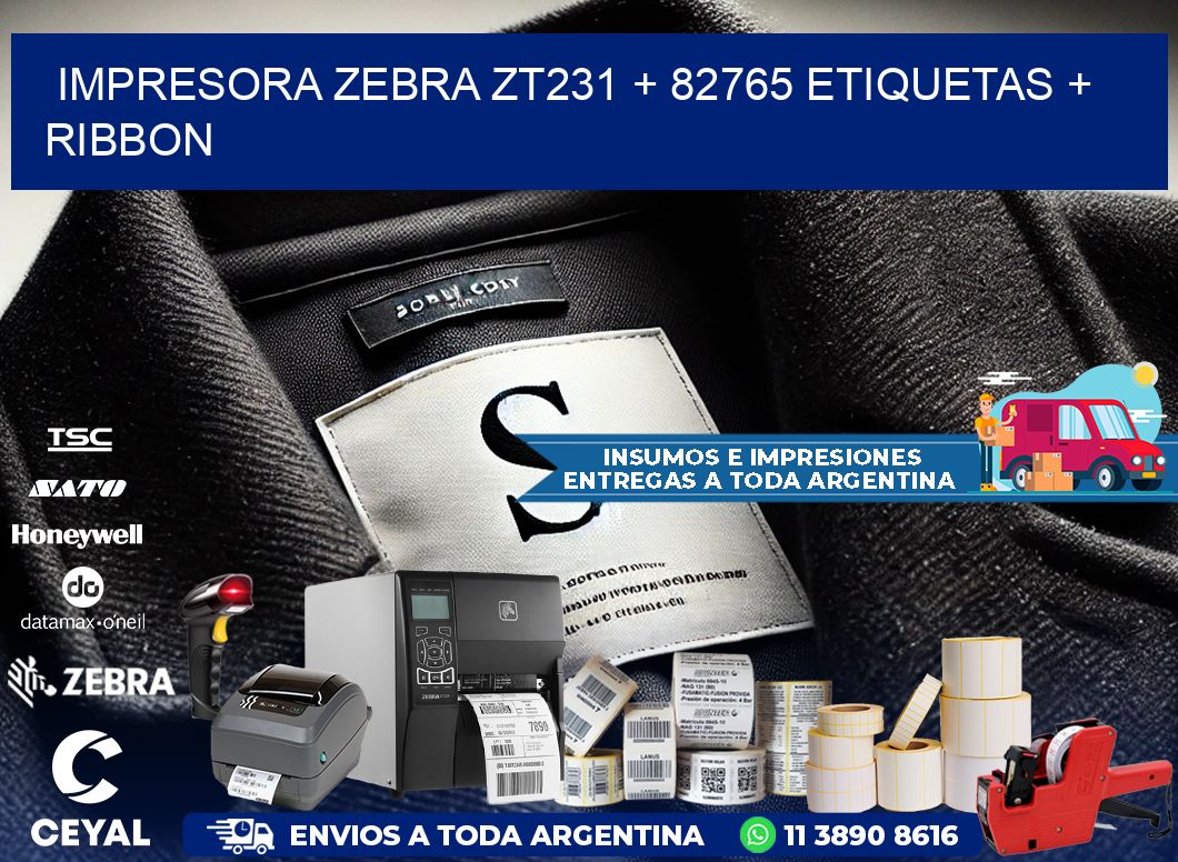 impresora zebra zt231 + 82765 etiquetas + ribbon