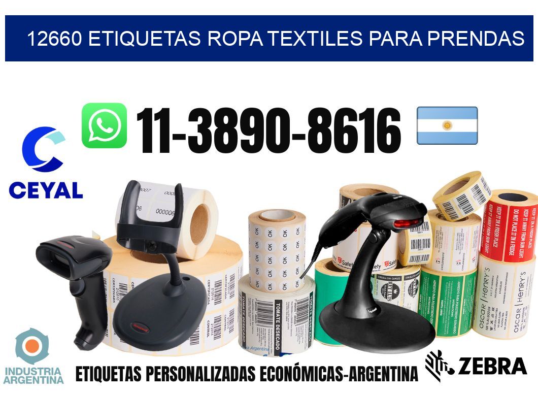 12660 Etiquetas ropa textiles para prendas