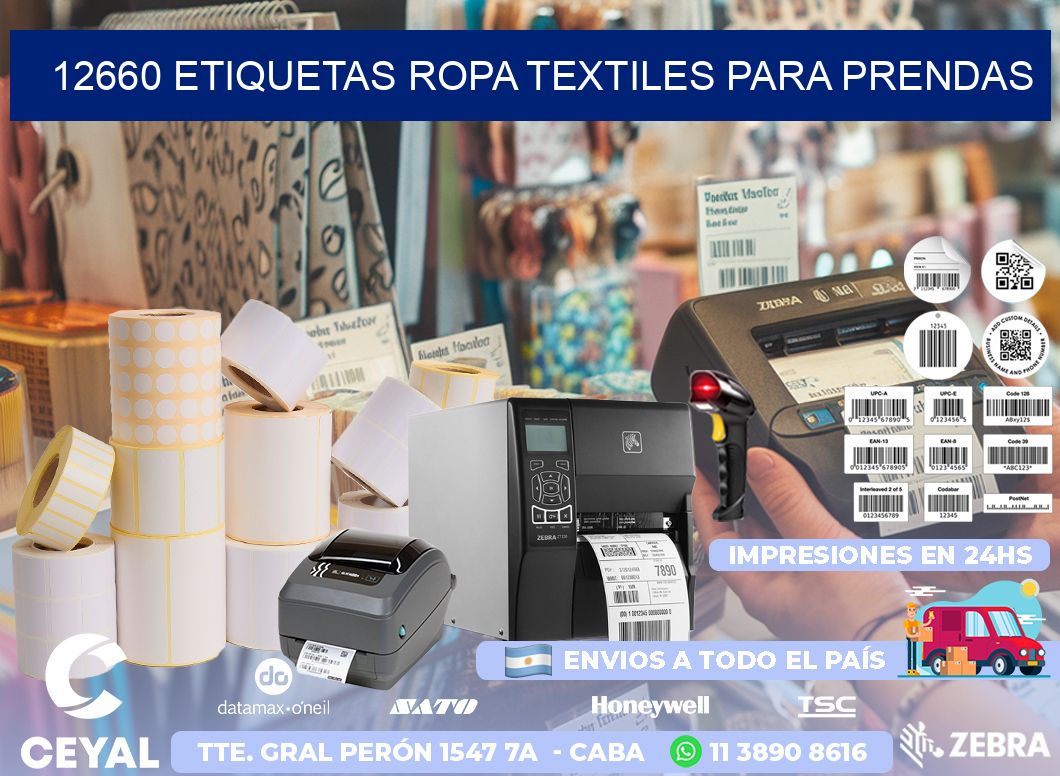 12660 Etiquetas ropa textiles para prendas