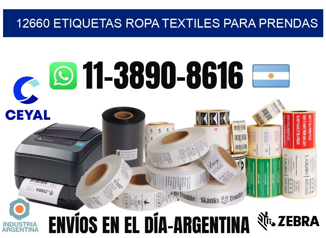 12660 Etiquetas ropa textiles para prendas