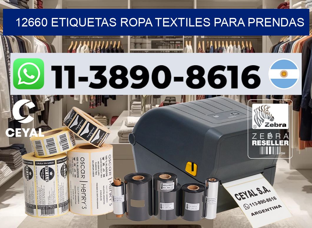 12660 Etiquetas ropa textiles para prendas