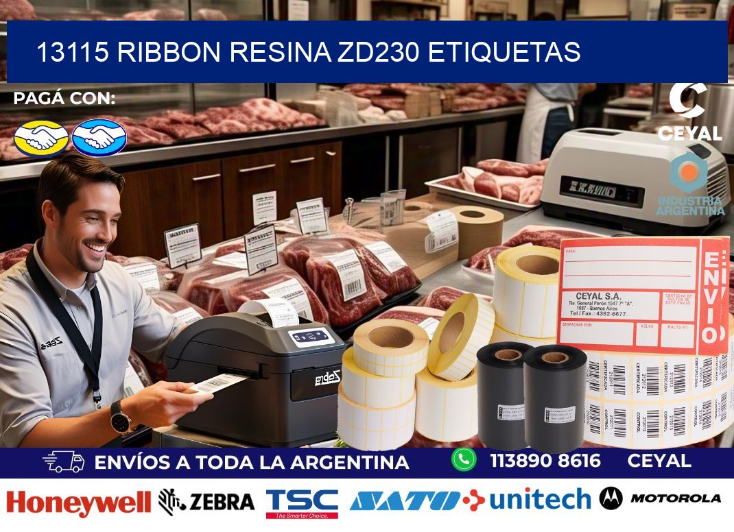 13115 ribbon resina zd230 etiquetas