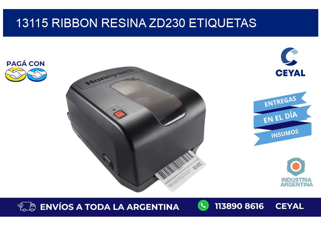 13115 ribbon resina zd230 etiquetas