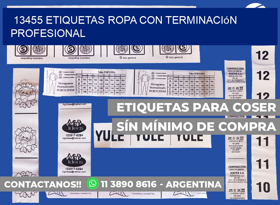 13455 Etiquetas ropa con terminación profesional