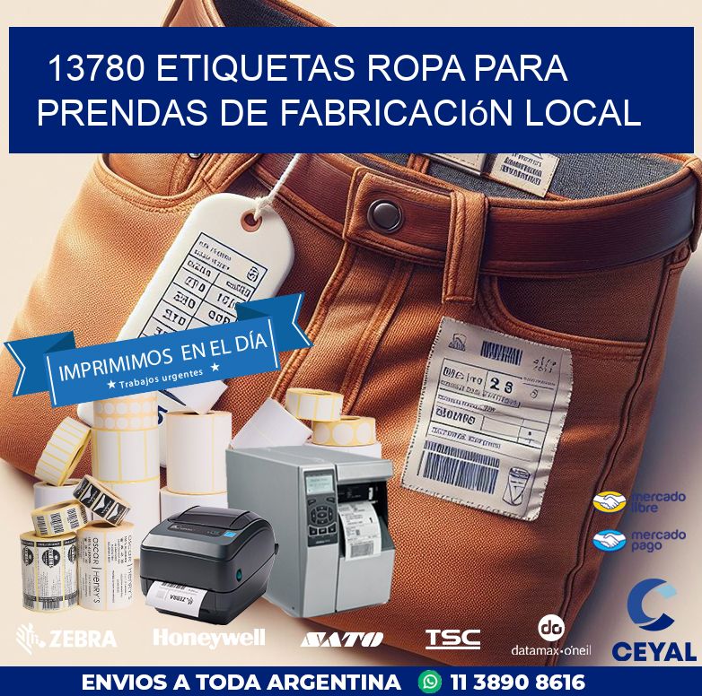 13780 Etiquetas ropa para prendas de fabricación local