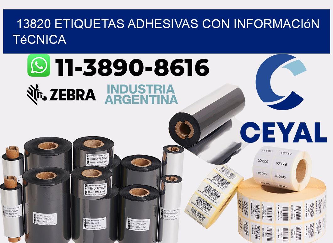 13820 Etiquetas adhesivas con información técnica