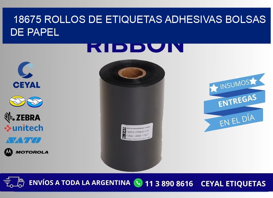 18675 rollos de etiquetas adhesivas bolsas de papel