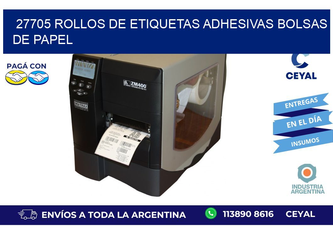27705 rollos de etiquetas adhesivas bolsas de papel