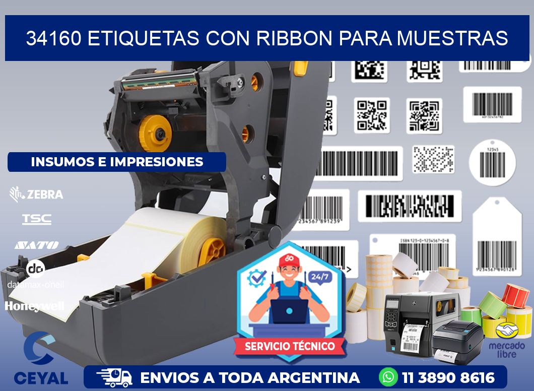 34160 etiquetas con ribbon para muestras