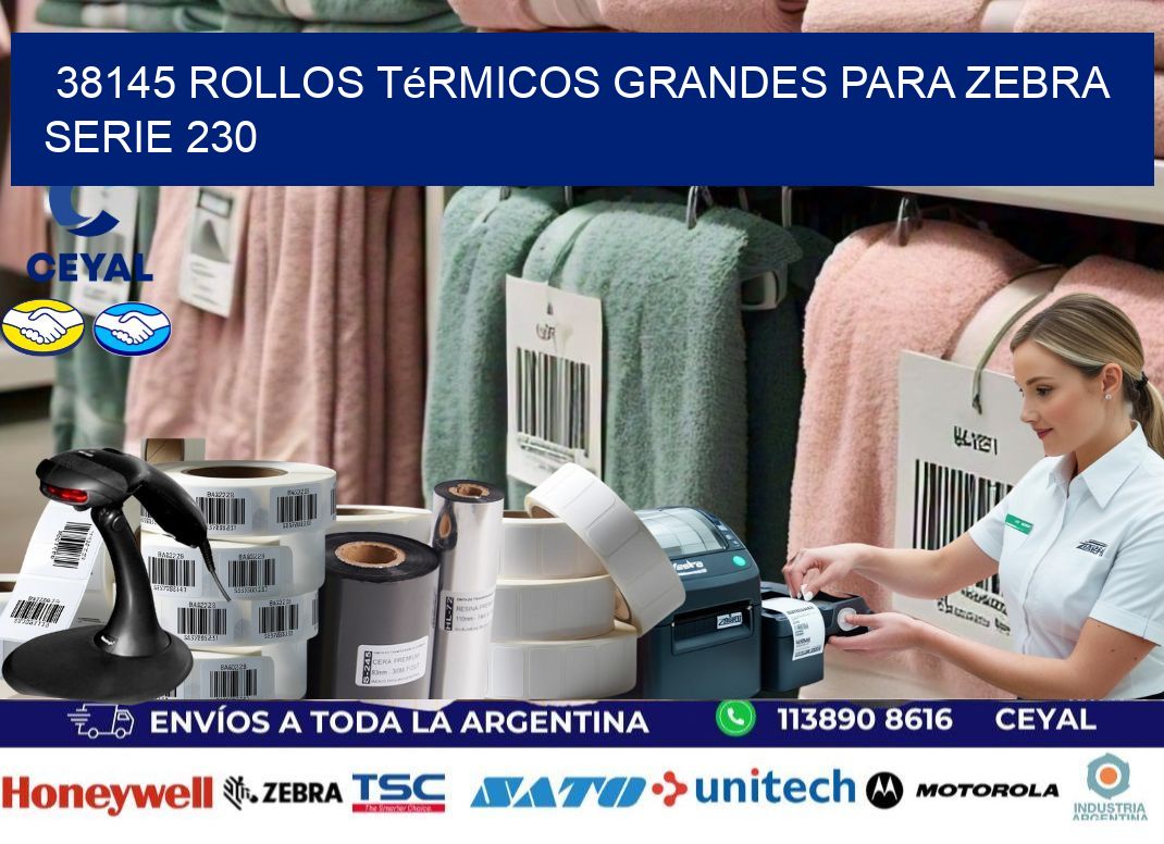38145 rollos térmicos grandes para zebra serie 230