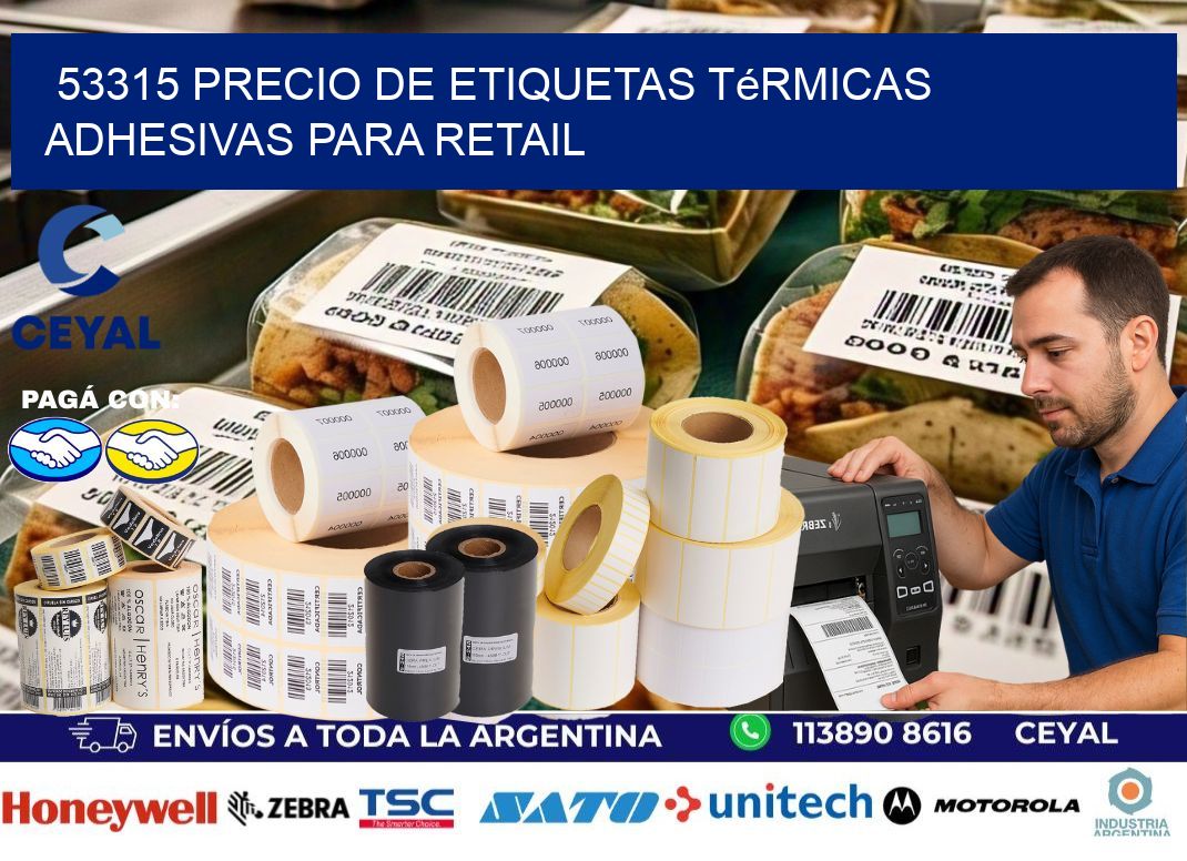 53315 precio de etiquetas térmicas adhesivas para retail