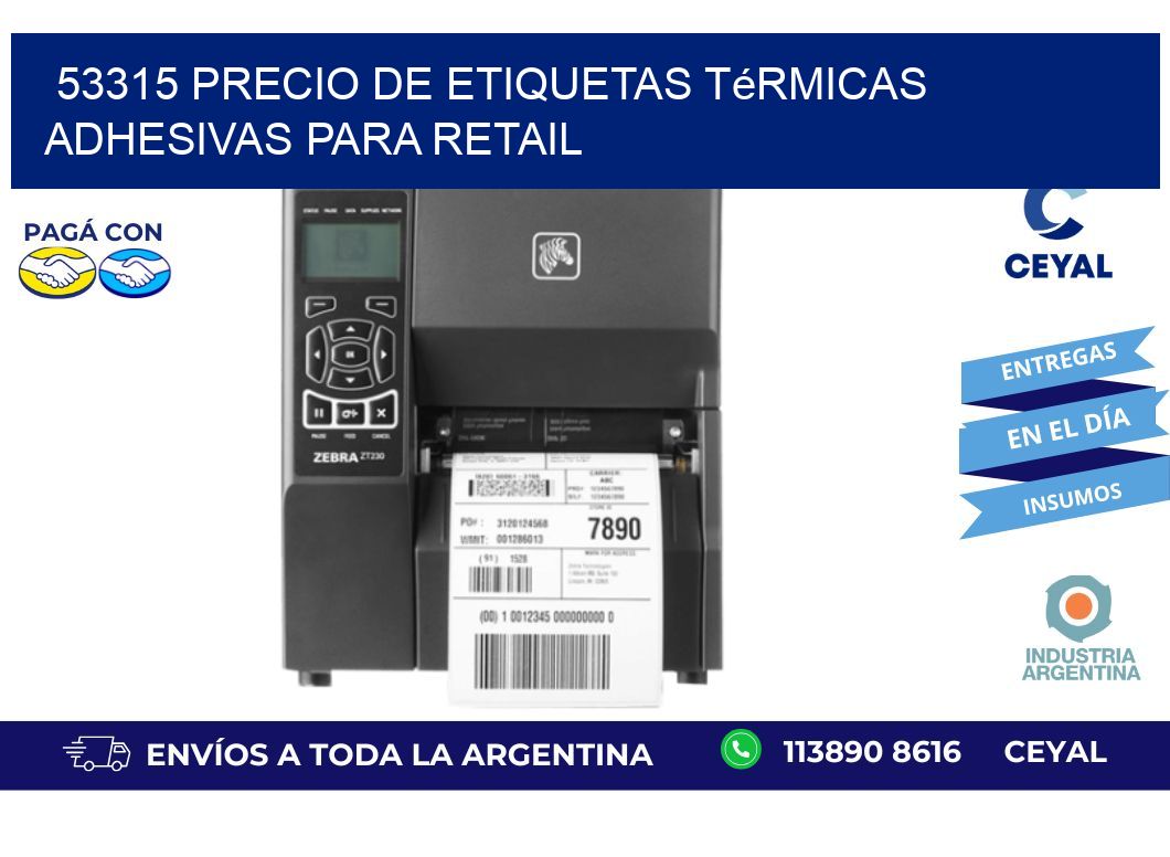53315 precio de etiquetas térmicas adhesivas para retail
