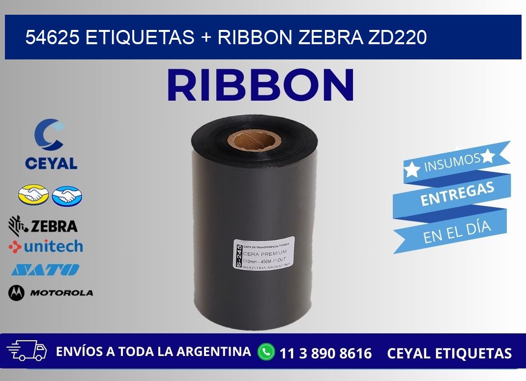 54625 etiquetas + ribbon zebra zd220