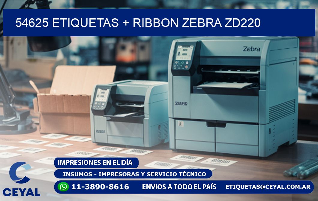 54625 etiquetas + ribbon zebra zd220