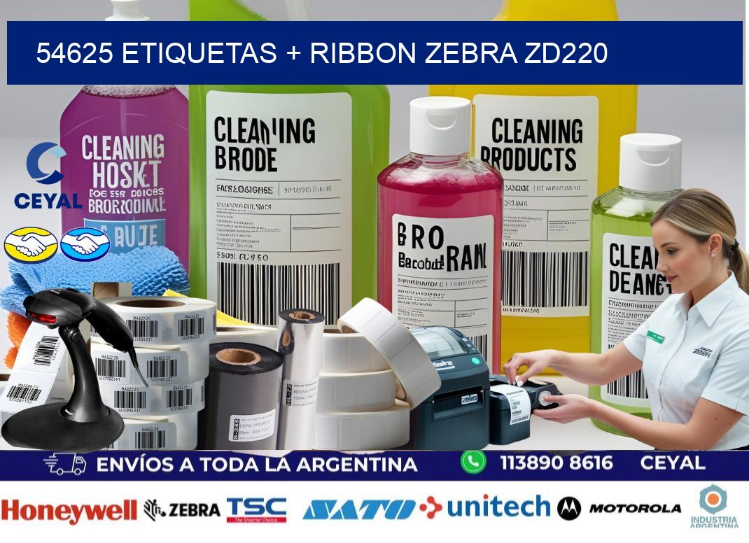54625 etiquetas + ribbon zebra zd220