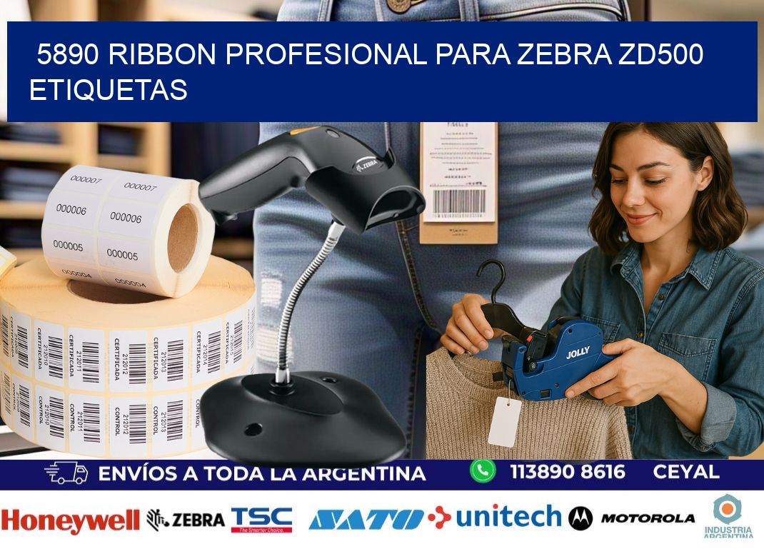5890 ribbon profesional para zebra zd500 etiquetas