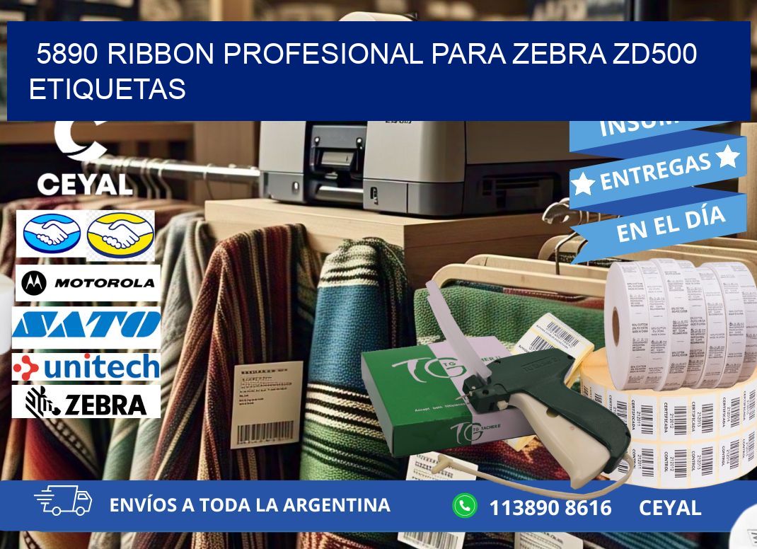 5890 ribbon profesional para zebra zd500 etiquetas