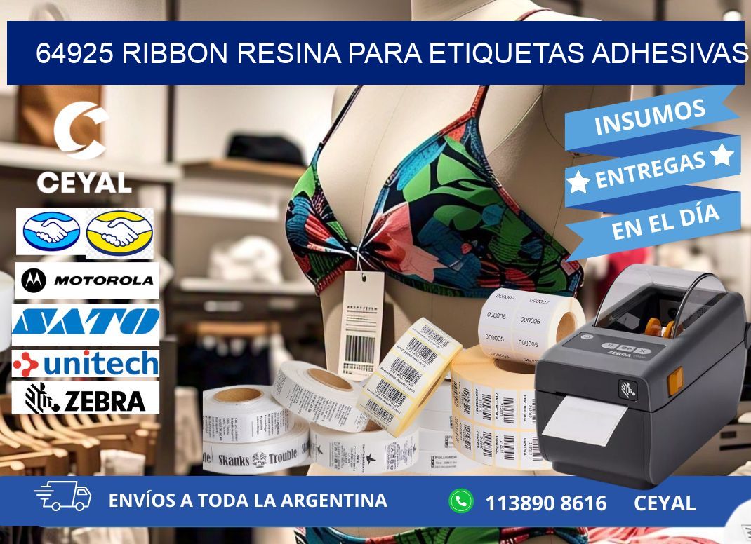 64925 ribbon resina para etiquetas adhesivas