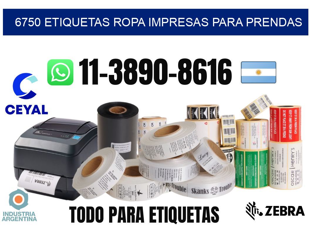 6750 Etiquetas ropa impresas para prendas