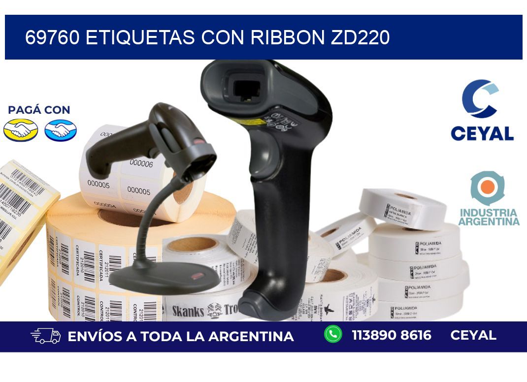 69760 etiquetas con ribbon zd220
