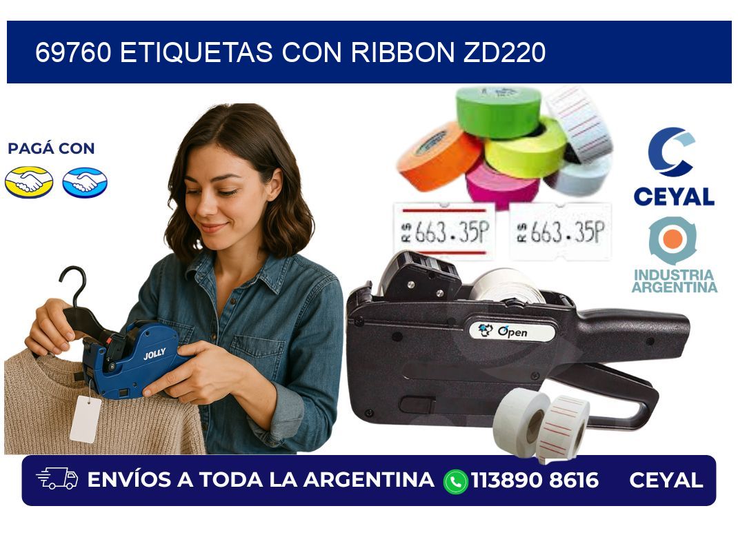 69760 etiquetas con ribbon zd220