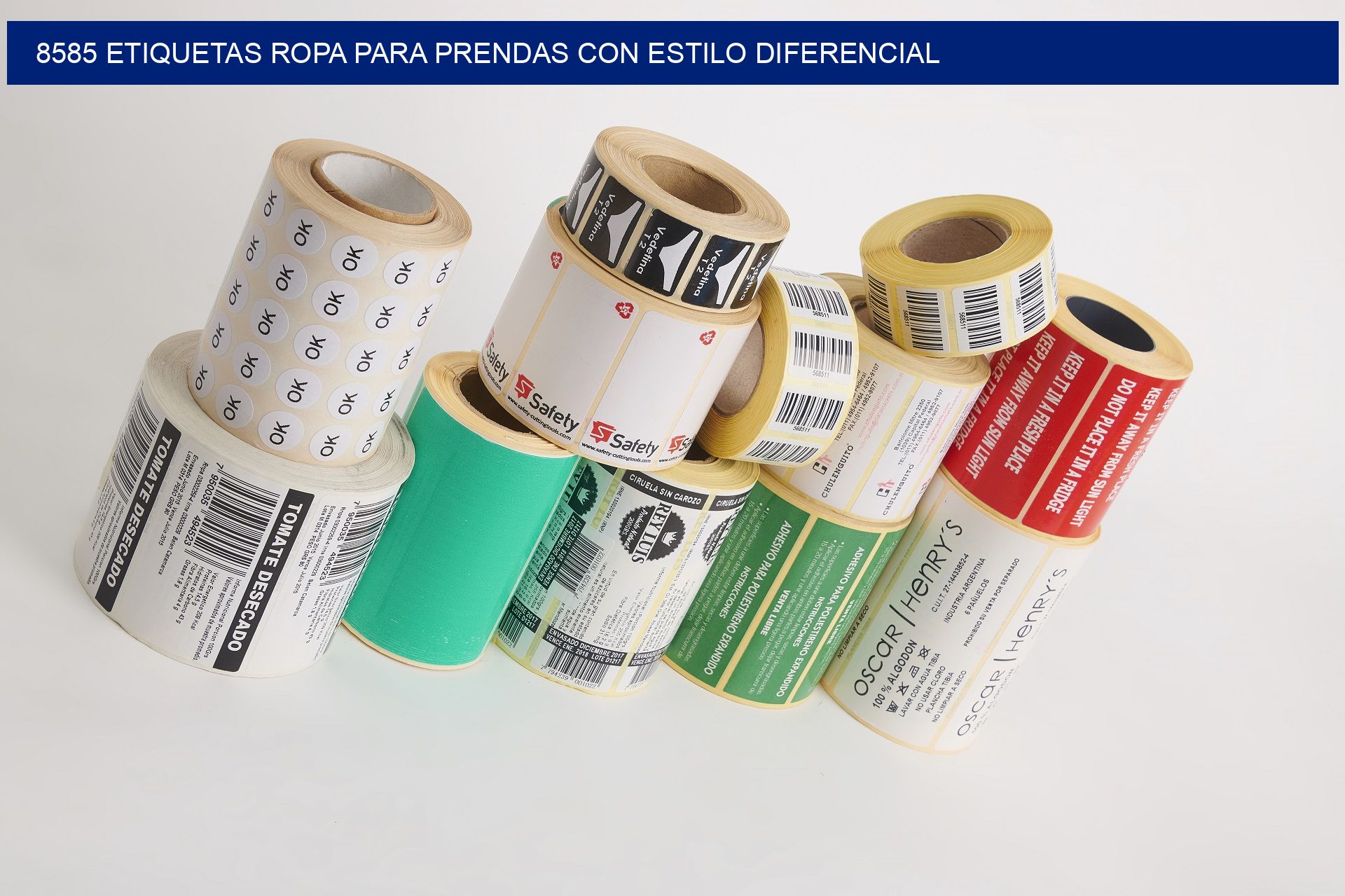 8585 Etiquetas ropa para prendas con estilo diferencial