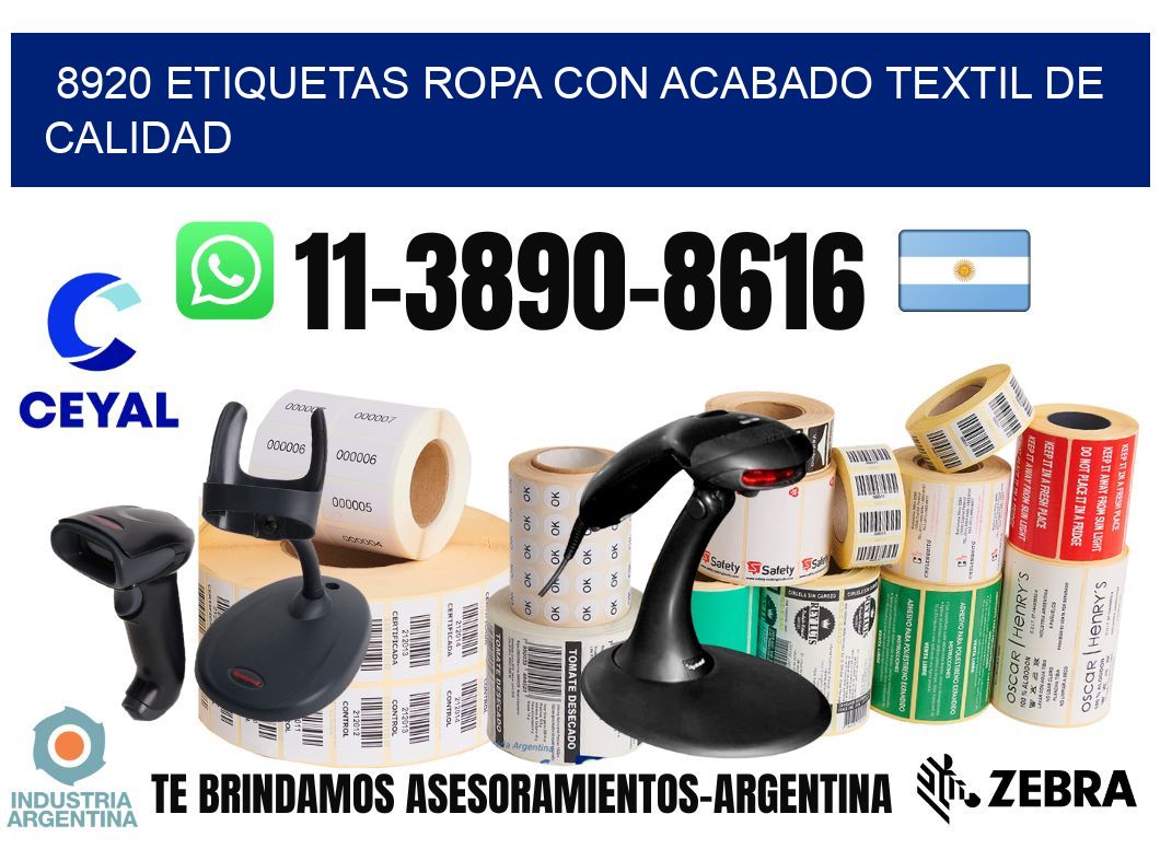 8920 Etiquetas ropa con acabado textil de calidad