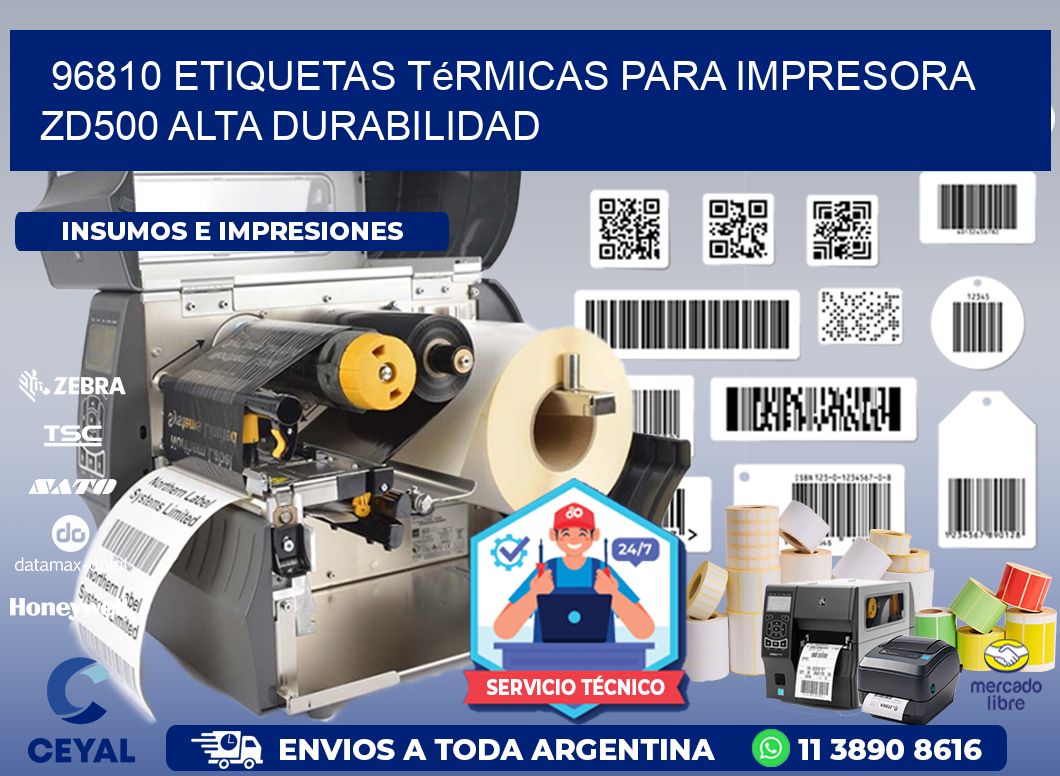 96810 etiquetas térmicas para impresora zd500 alta durabilidad
