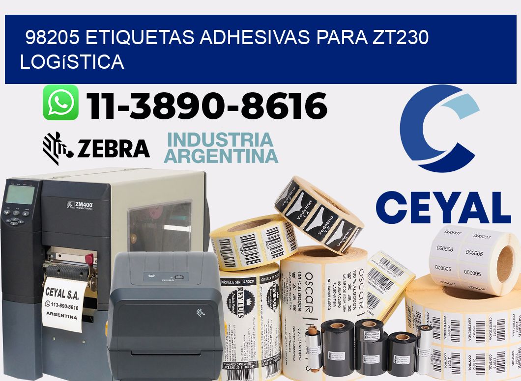 98205 etiquetas adhesivas para zt230 logística