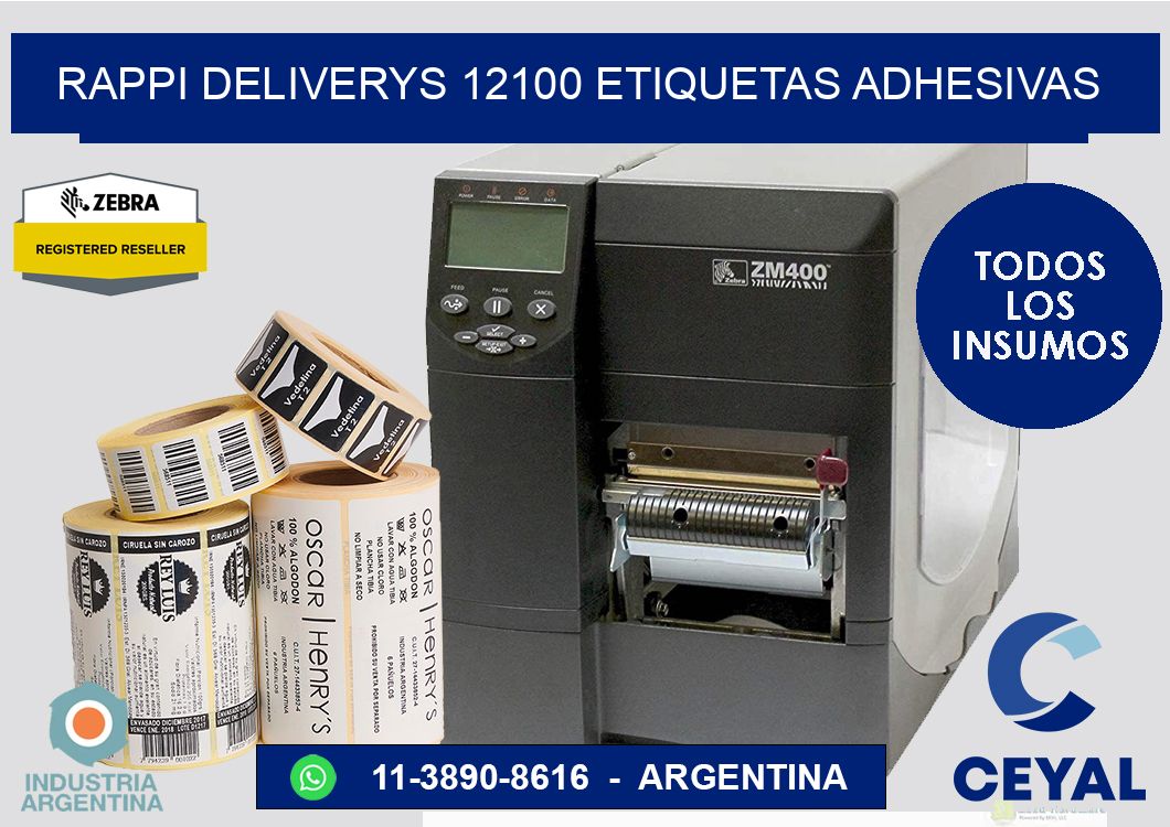 rappi deliverys 12100 etiquetas adhesivas