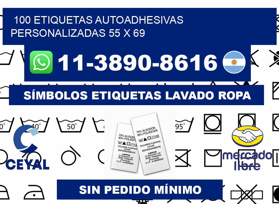 100 Etiquetas autoadhesivas personalizadas 55 x 69