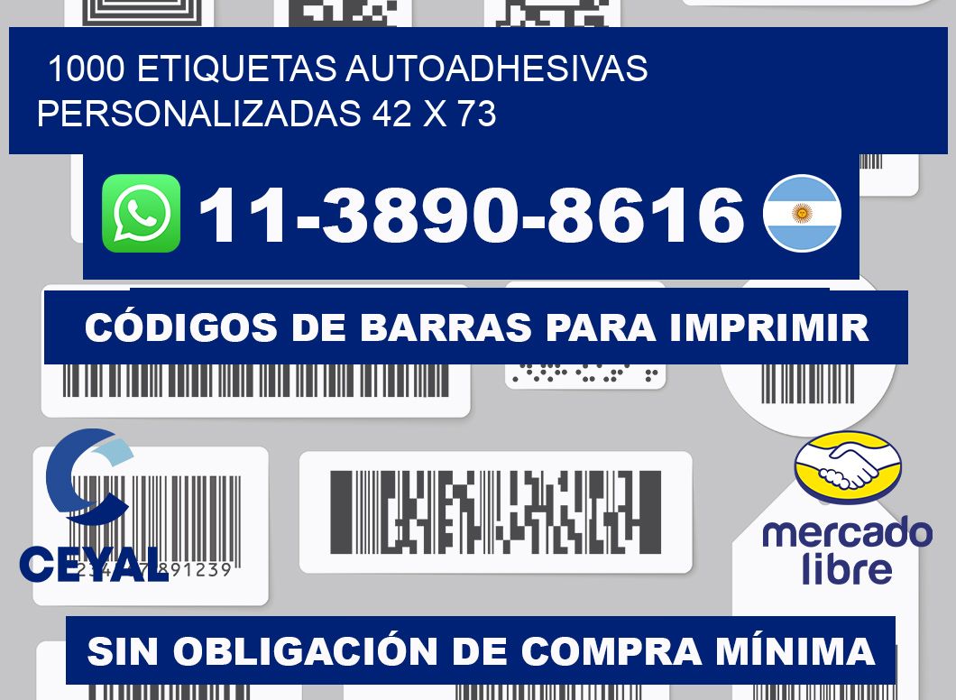 1000 Etiquetas autoadhesivas personalizadas 42 x 73