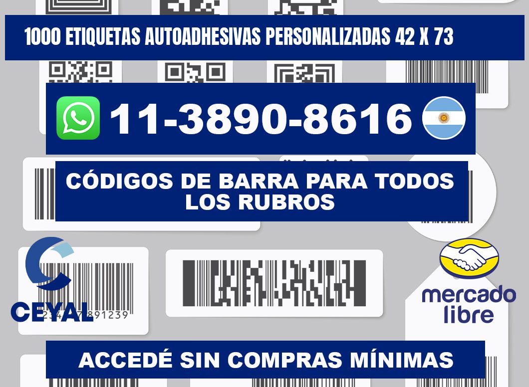 1000 Etiquetas autoadhesivas personalizadas 42 x 73