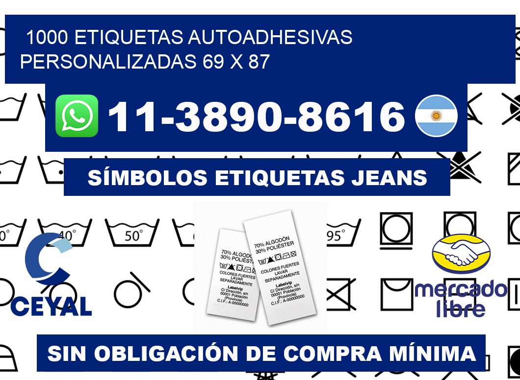 1000 Etiquetas autoadhesivas personalizadas 69 x 87