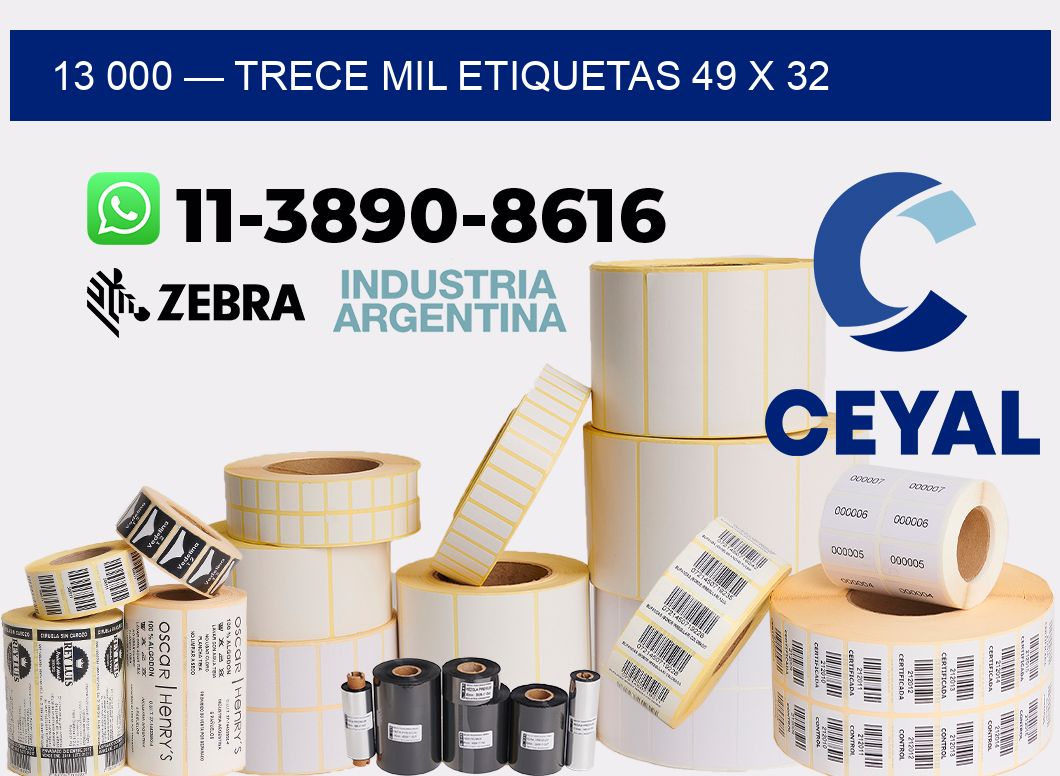 13 000 — trece mil etiquetas 49 x 32