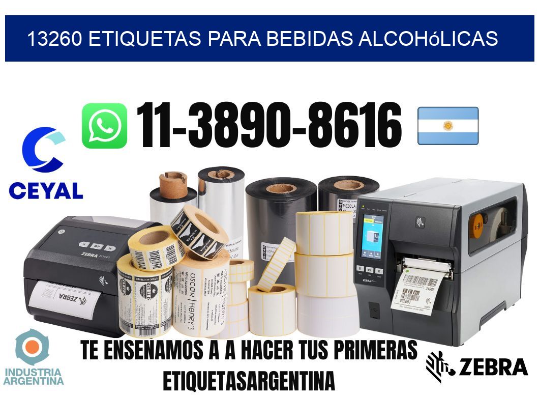 13260 Etiquetas para bebidas alcohólicas