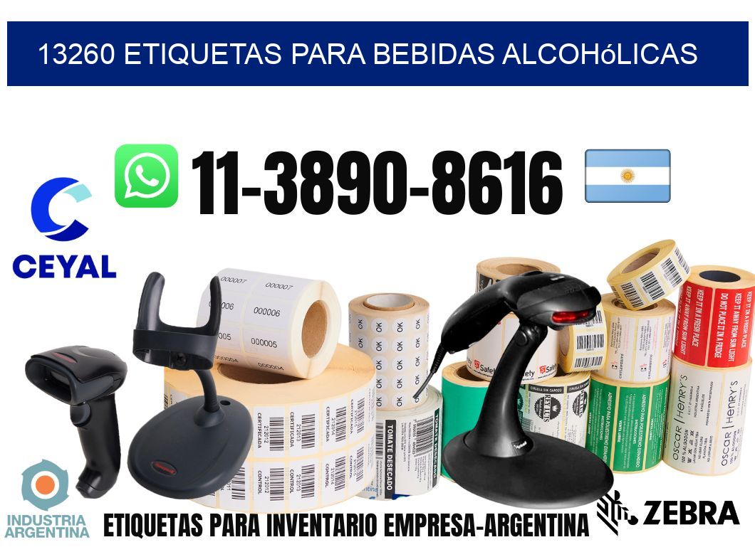 13260 Etiquetas para bebidas alcohólicas